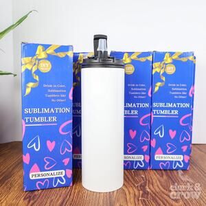 20oz Sublimation Tumbler Bundle of 8 Skinny Straight w/ Flip Straw + Sip Lid